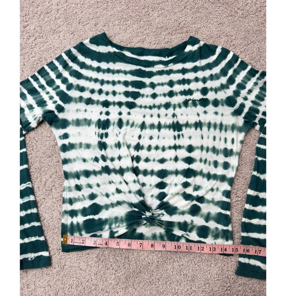 PINK Victoria's Secret Tie Dye Twist Front Long Sleeve Top Green White XS - Picture 9 of 14